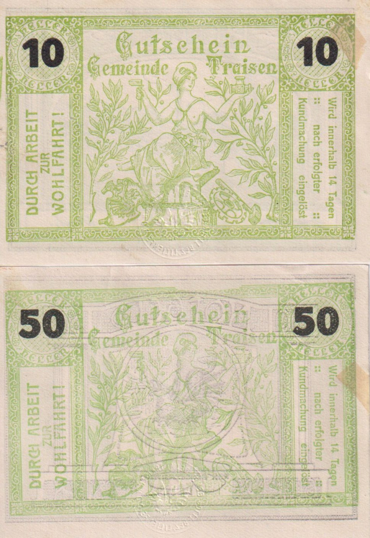 Traisen 10, 50 heller 1920.