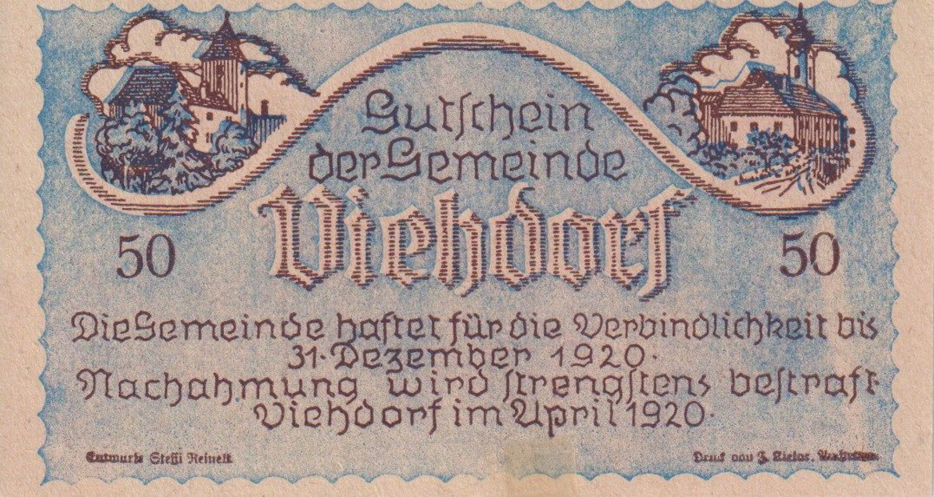 Viehdorf 50 heller 1920.