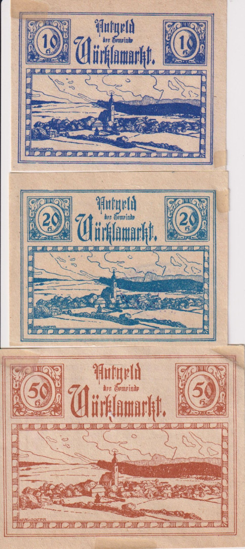 Vöcklamarkt 10, 20, 50 heller 1920.