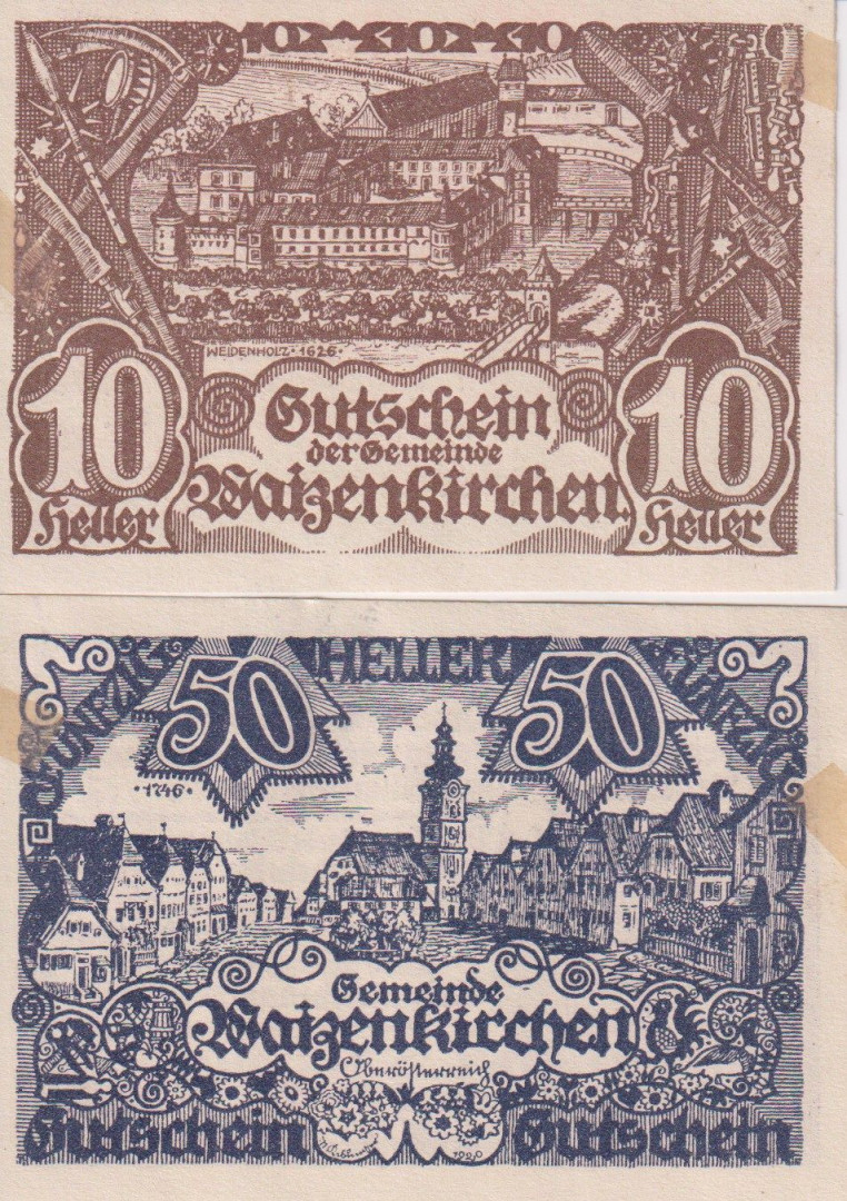 Waizenkirchen 10, 50 heller 1920.