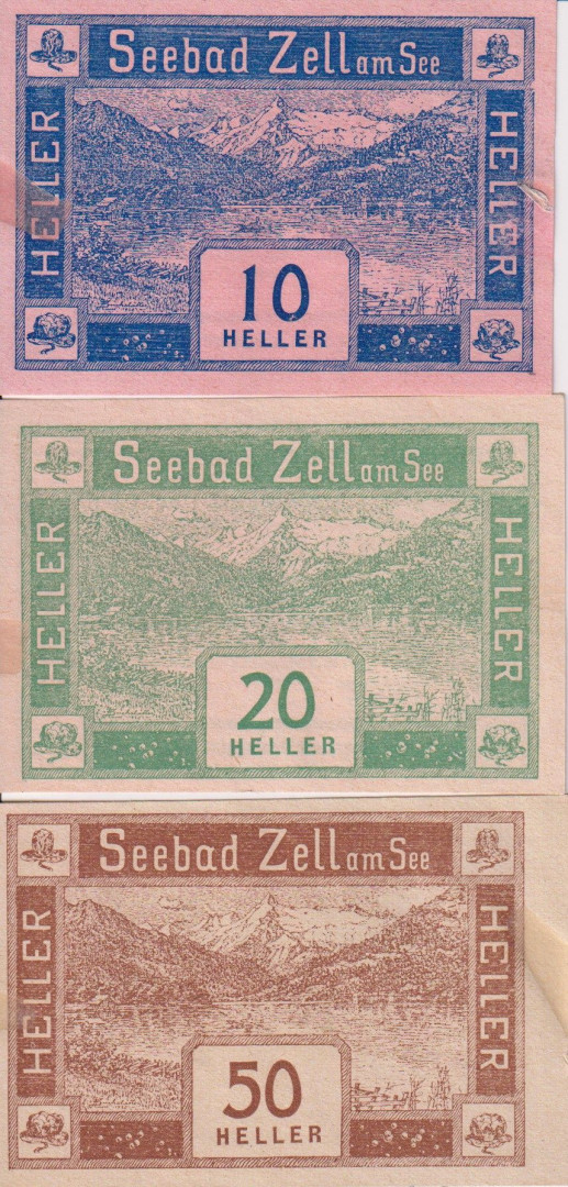 Zell am See 10, 20, 50 heller 1920.