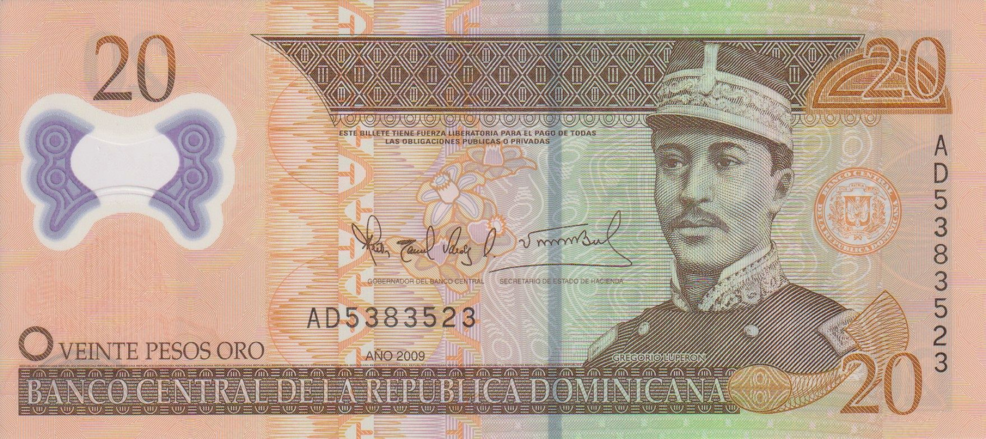 Dominika 20 pesos 2009. polimer P 182 (L)
