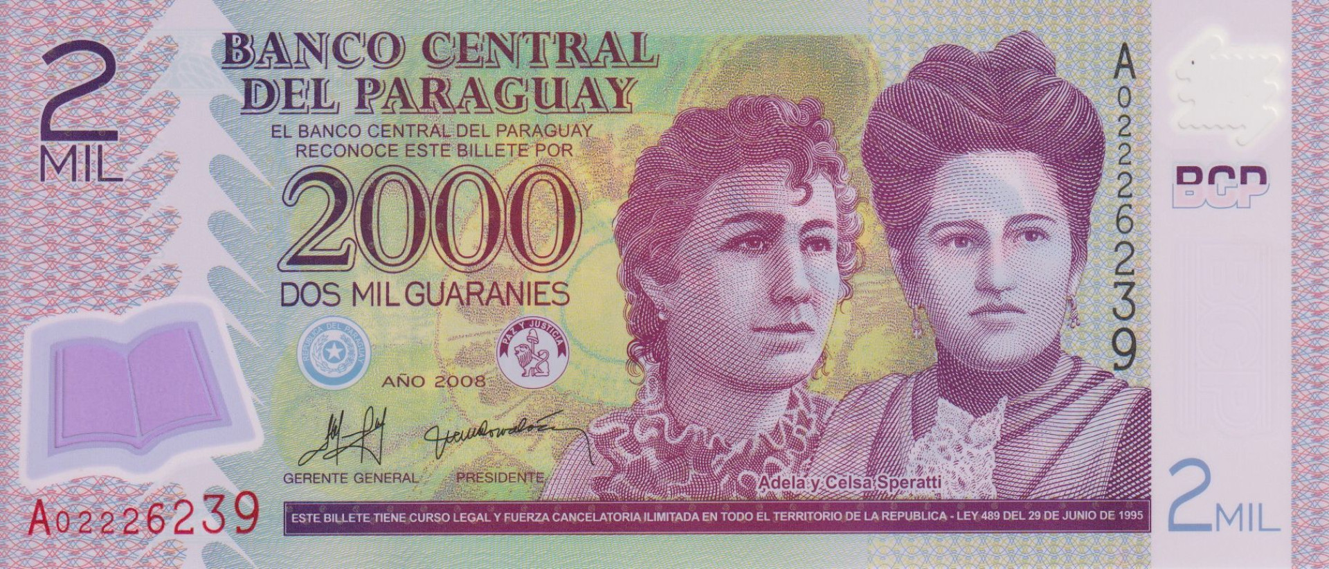 Paraguay 2000 guaranies 2008. polimer P 228 (L)