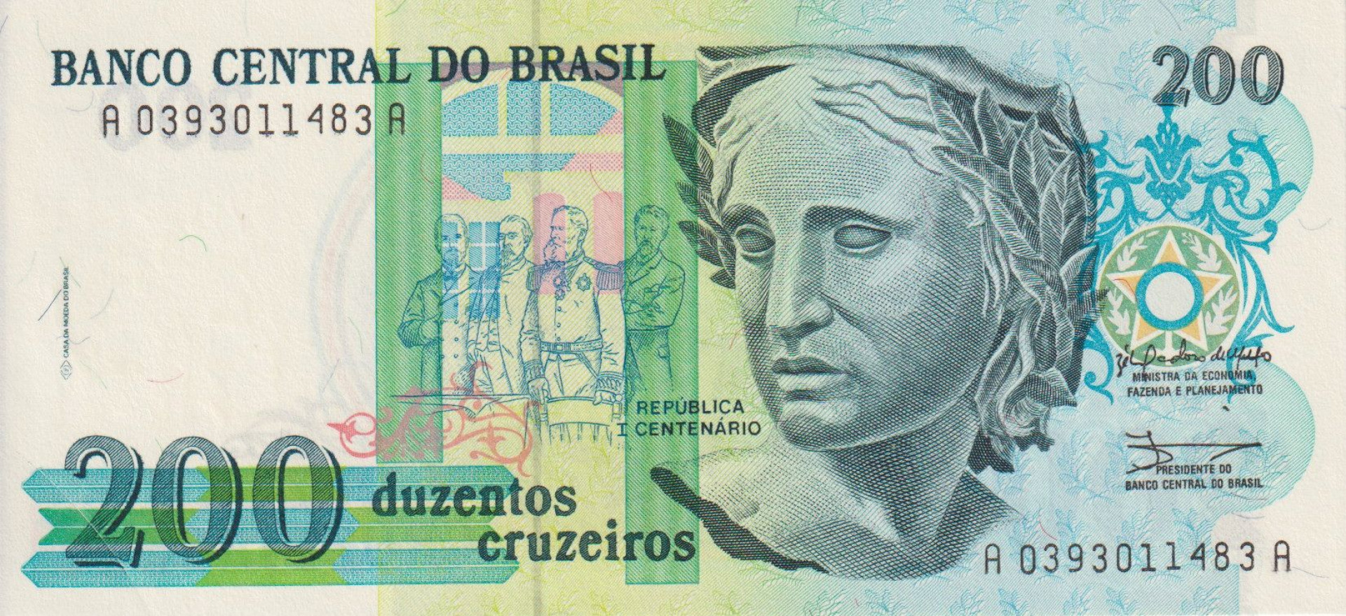 Brazilia 200 cruzeiros 1990. P 229 (L)