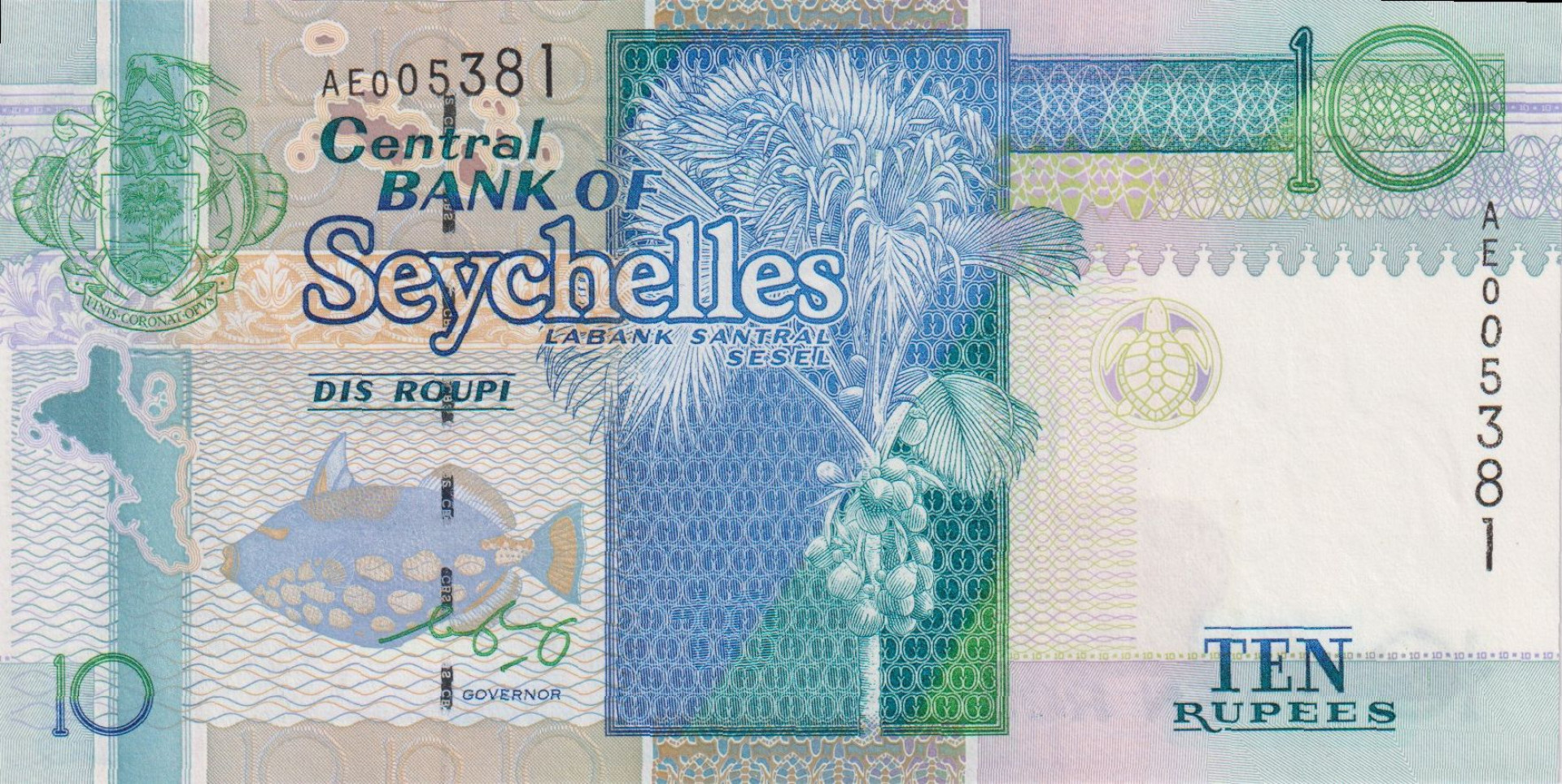 Seychelles 10 rupees 1998-2008.   P 36b   (L)
