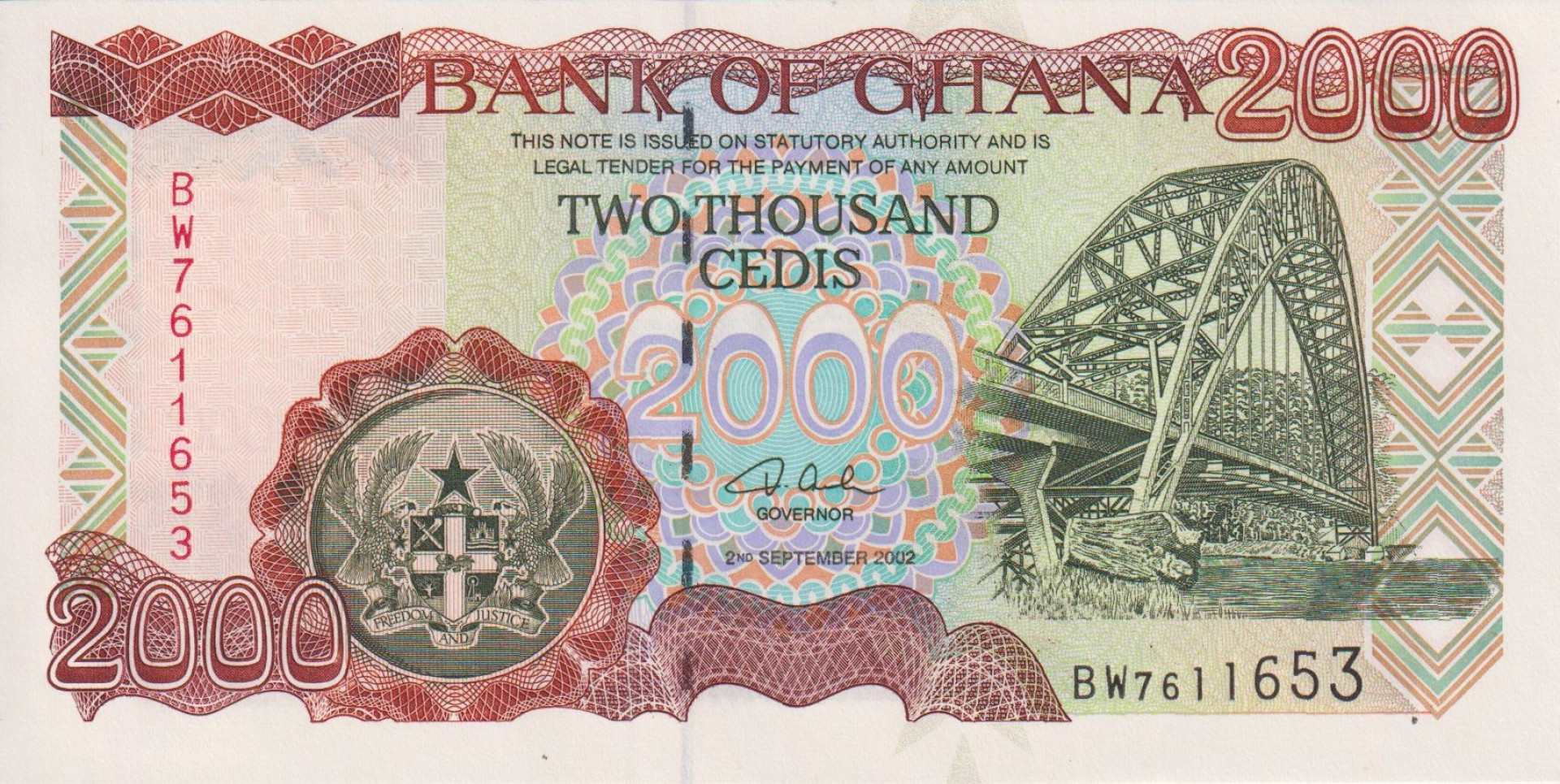 Ghana 2000 cedis 2002.   P 33g   (L)