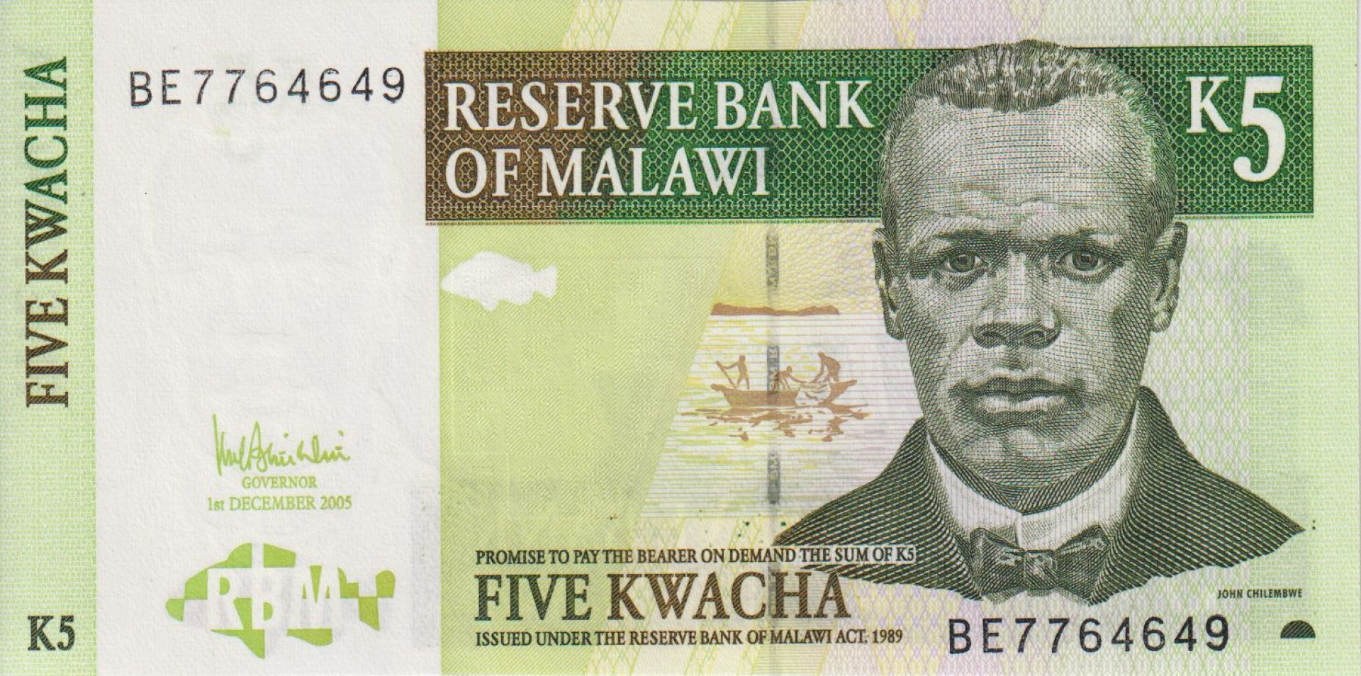 Malawi 5 kwacha 2005.   P 36c   (L)