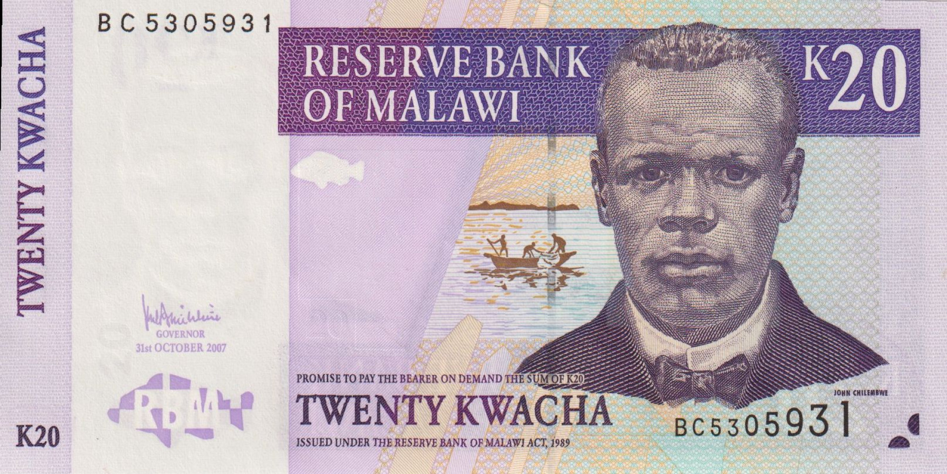 Malawi 20 kwacha 2007.   P 52c   (L)