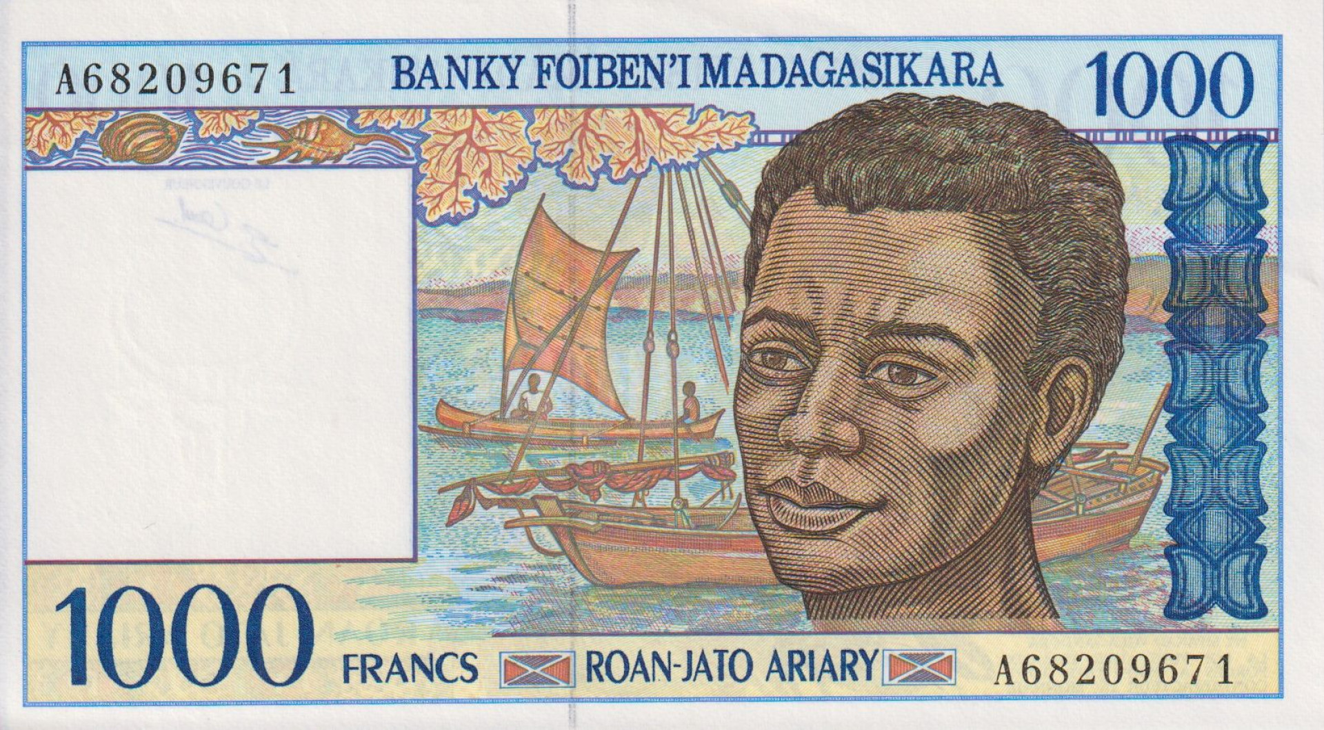 Madagaszkár 1000 francs 1994-1996. P 76a (L)
