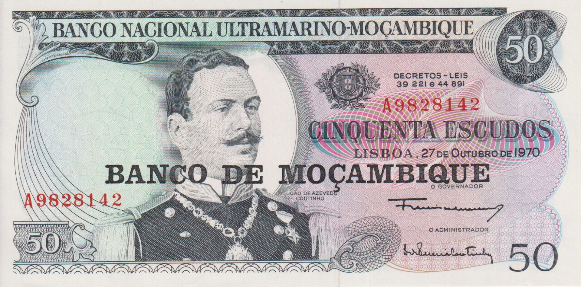 Mozambik 50 escudos 1970.   P 111   (L)