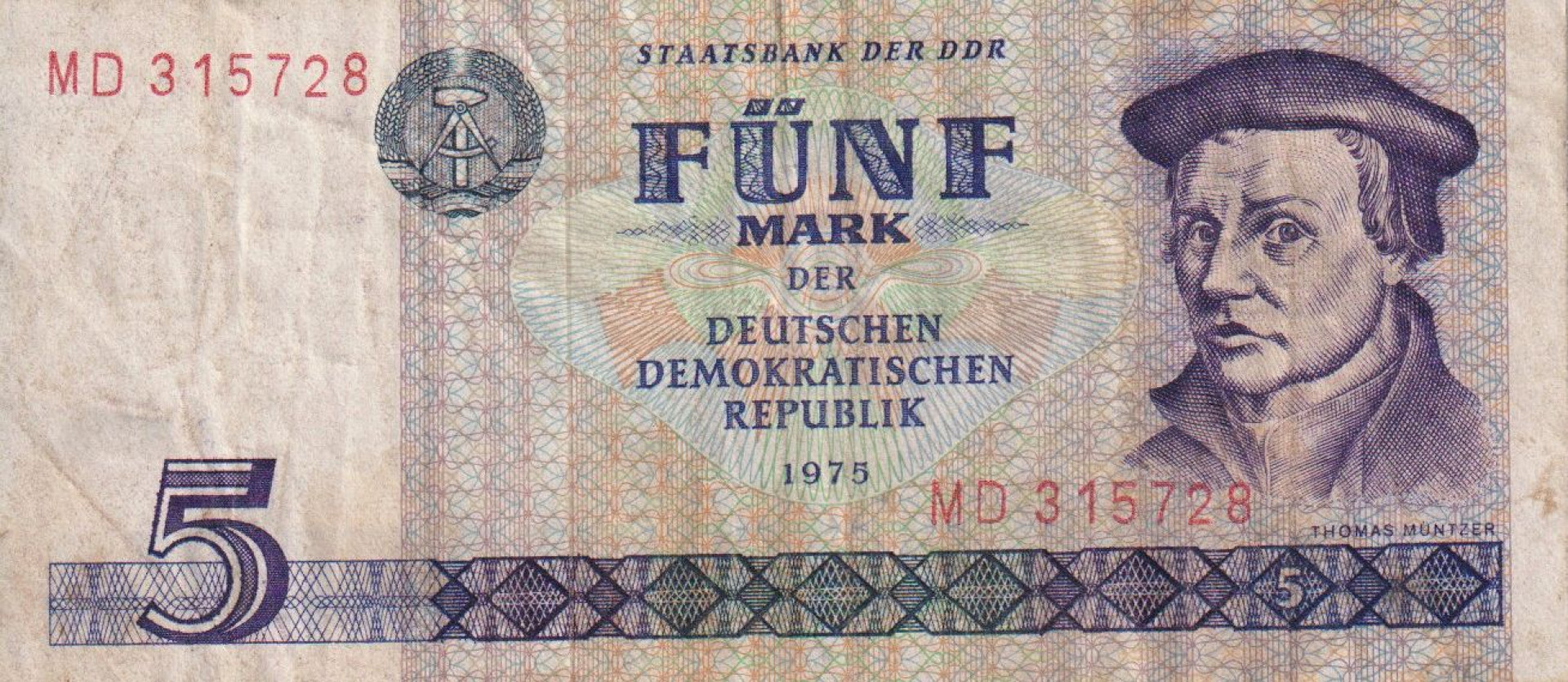 Németország NDK. 5 márka 1975. P 27