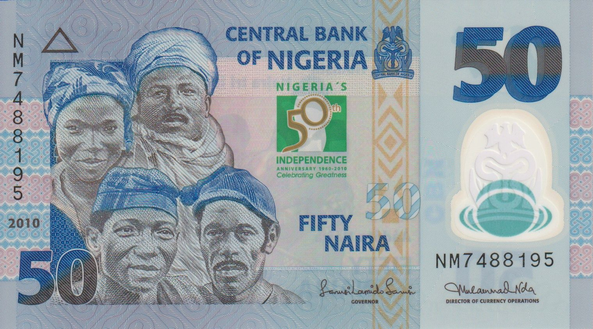 Nigéria 50 naira 2010. P 37 polimer