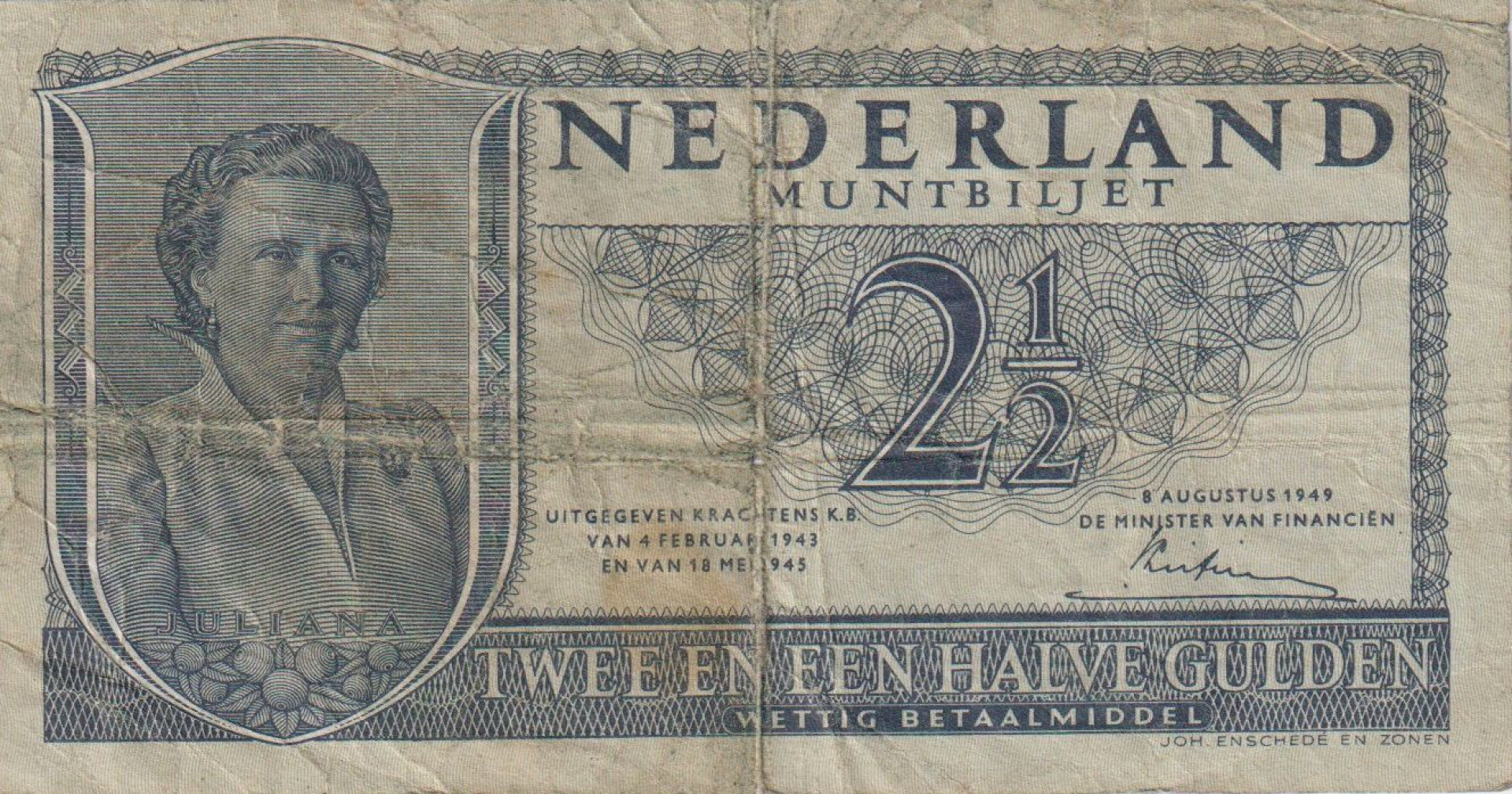 Hollandia 2 1/2 gulden 1949. P 73