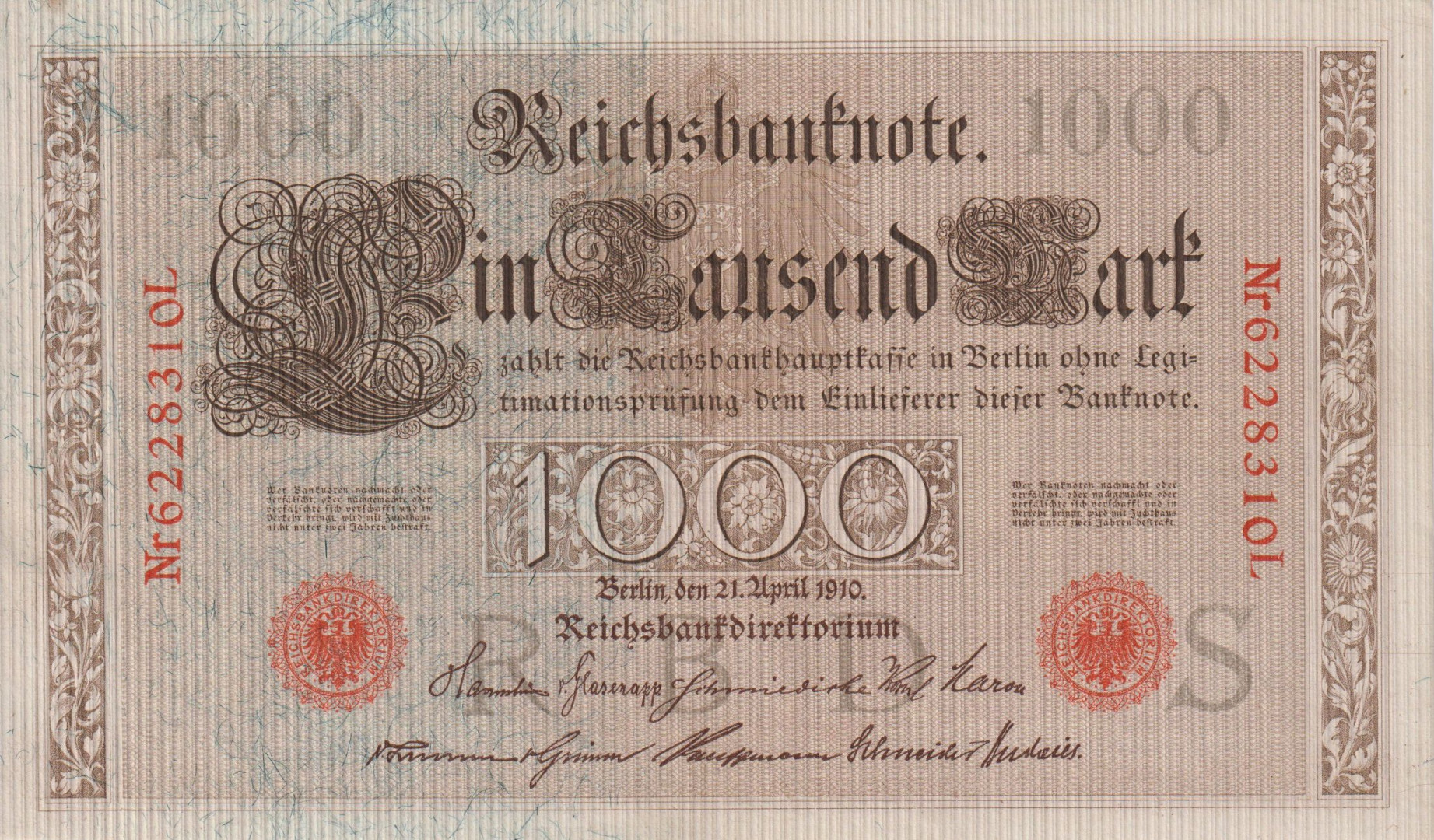 Németország 1000 márk 1910.   P 19