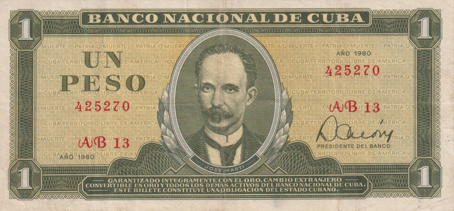Kuba 1 peso 1980. P 102b