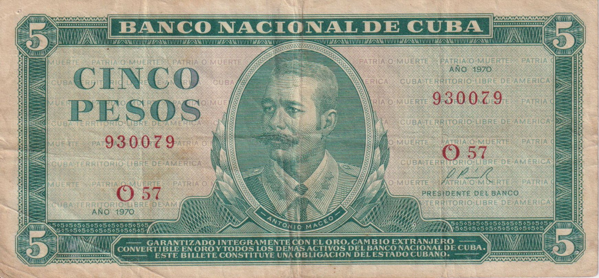 Kuba 5 peso 1970.   P 103b