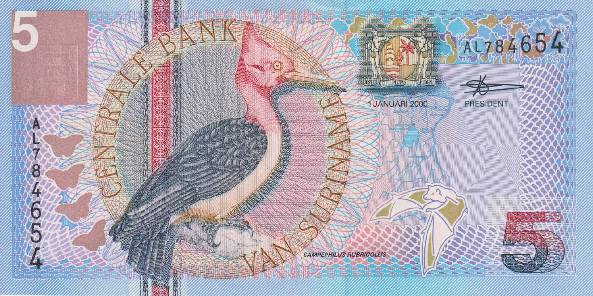 Suriname 5 gulden 2000.   P 146