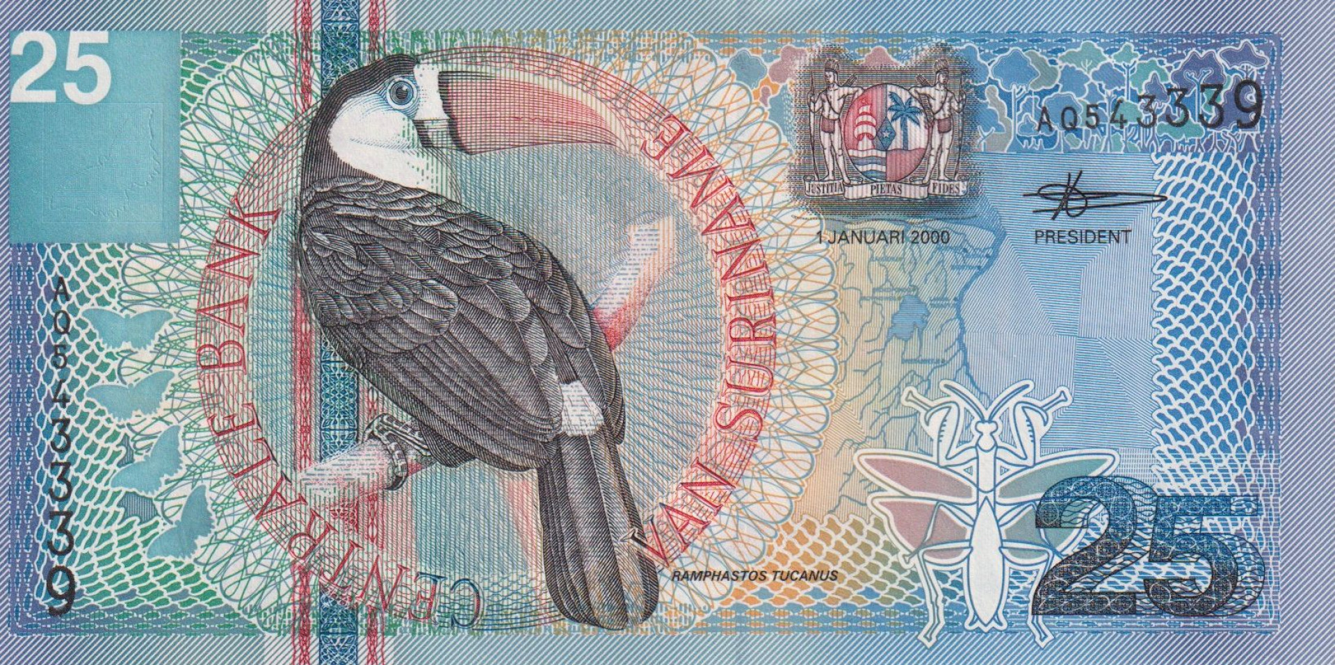 Suriname 25 gulden 2000.   P 148