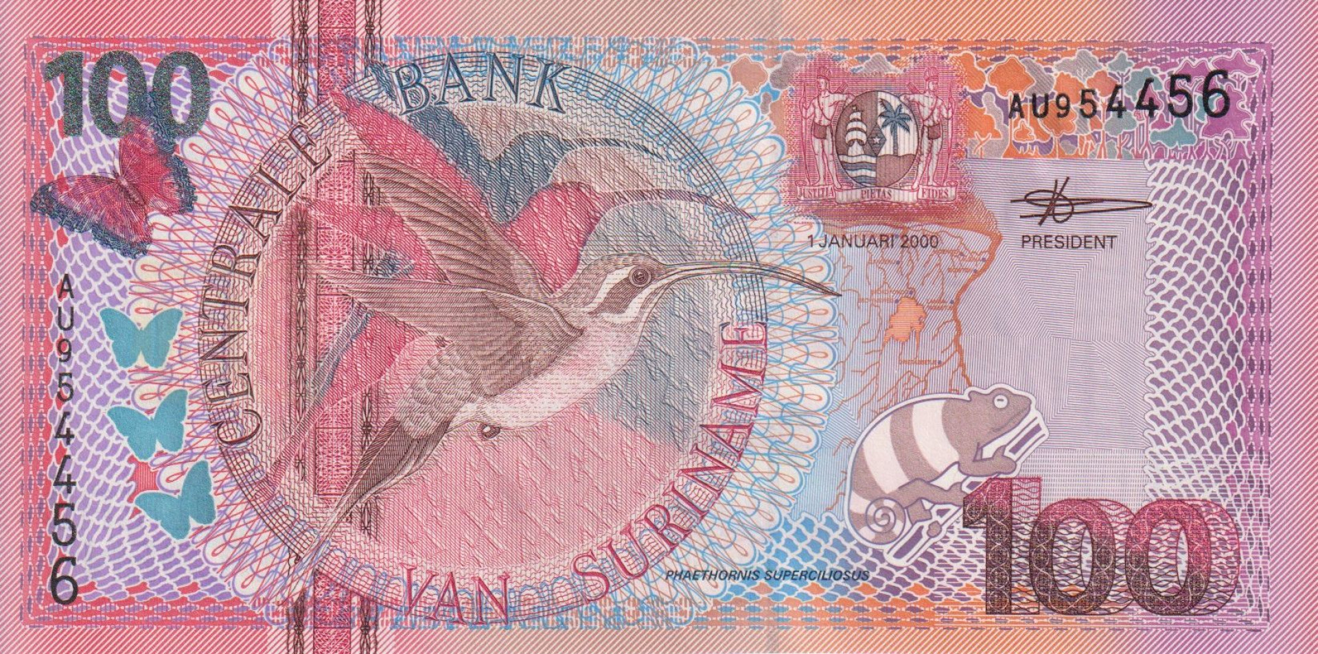 Suriname 100 gulden 2000. P 149