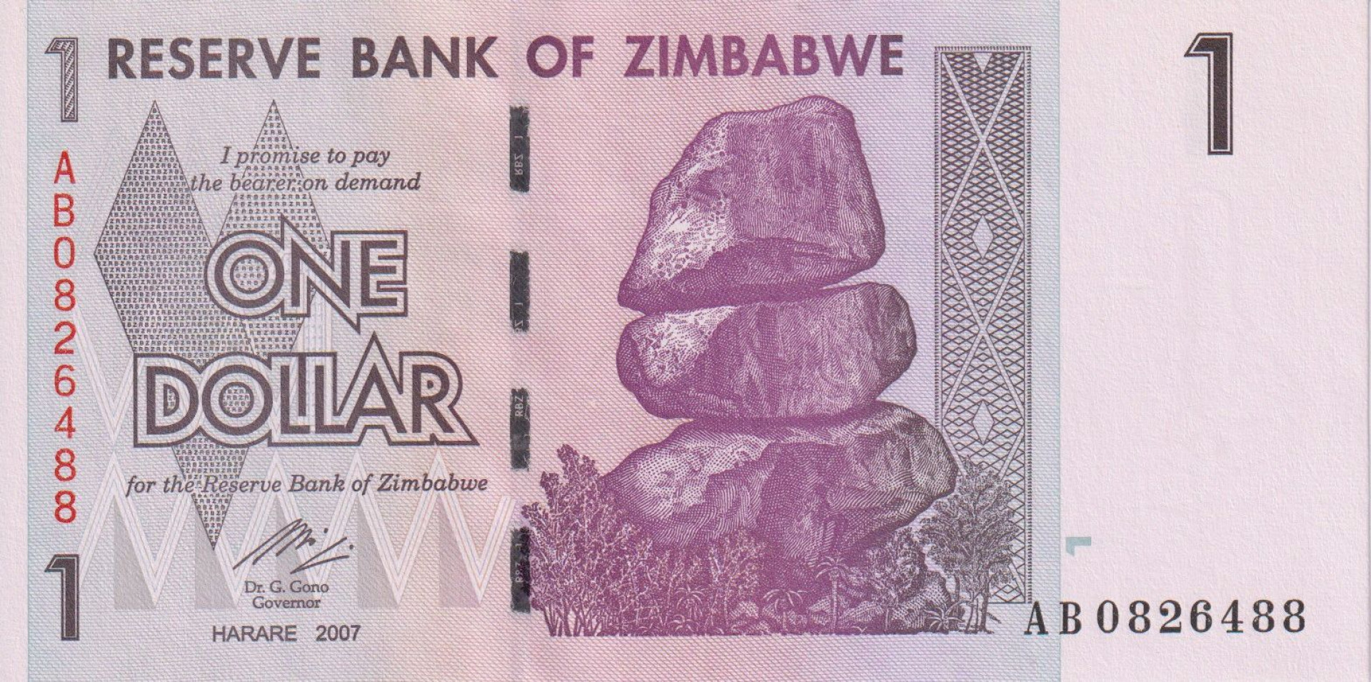 Zimbabwe 1 dollár 2007. P 65
