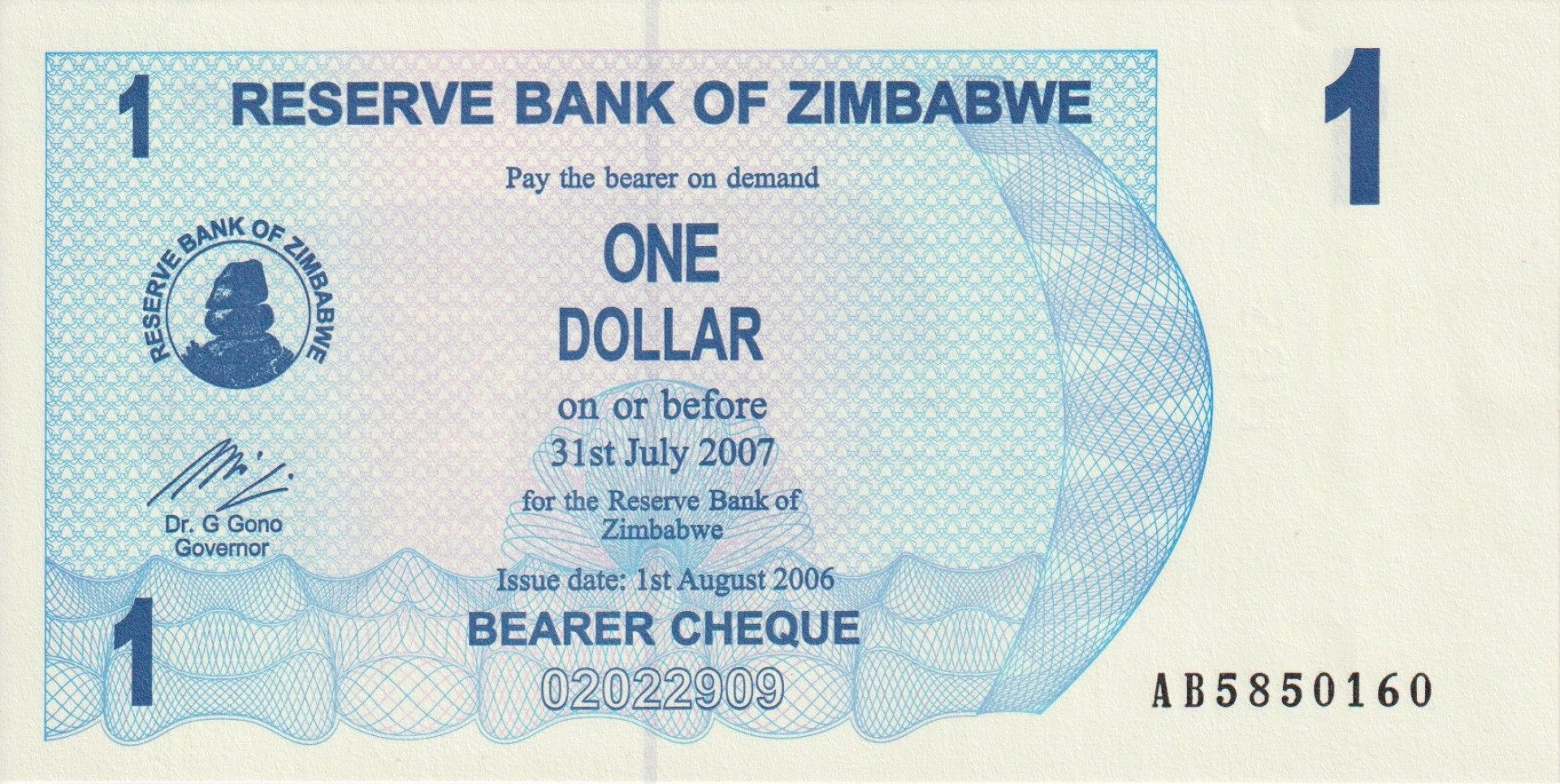 Zimbabwe 1 dollár 2006. P 37