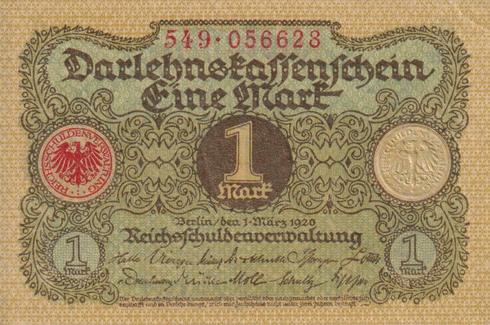Németország 1 marka 1920. P 58