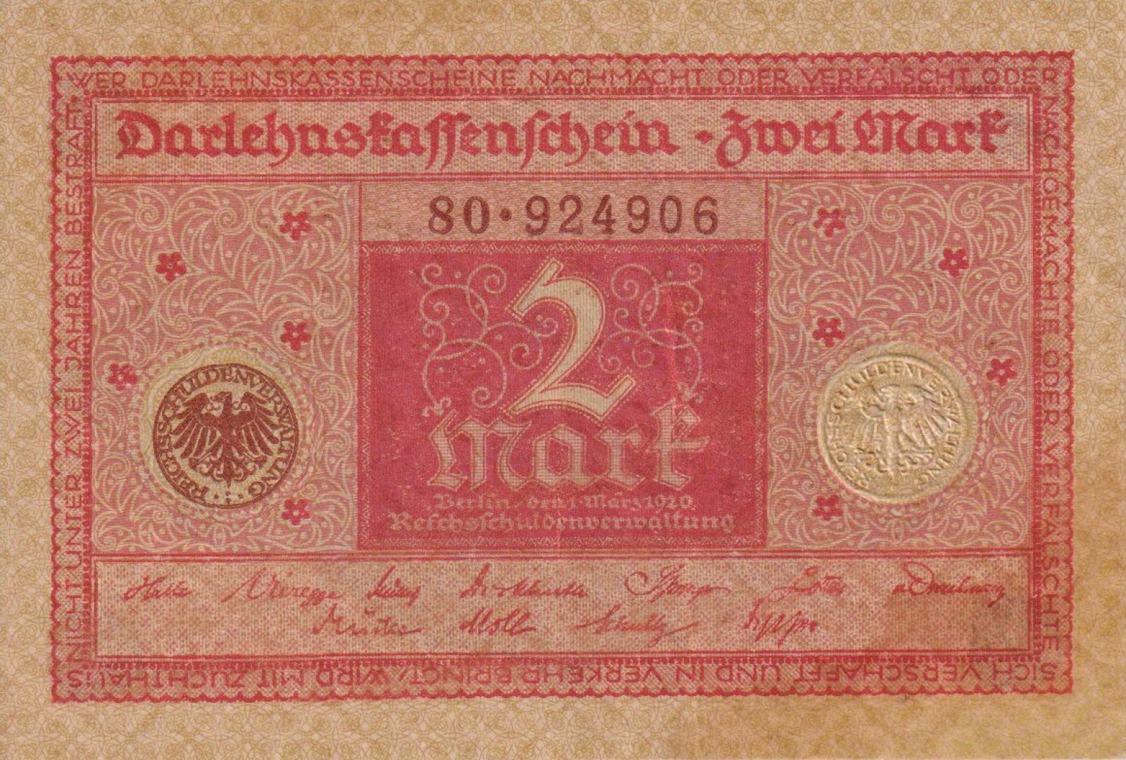 Németország 2 marka 1920. P 59
