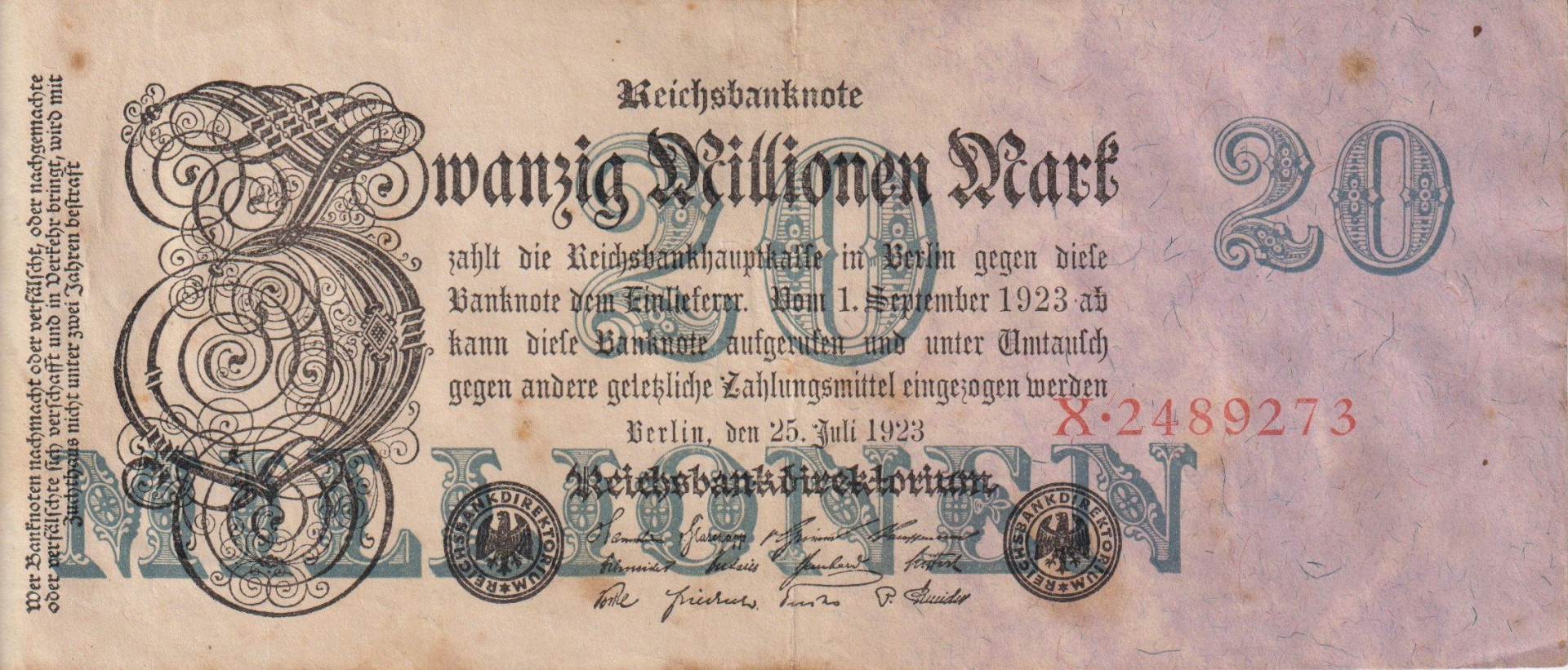 Németország 20 millió marka 1923. P 97