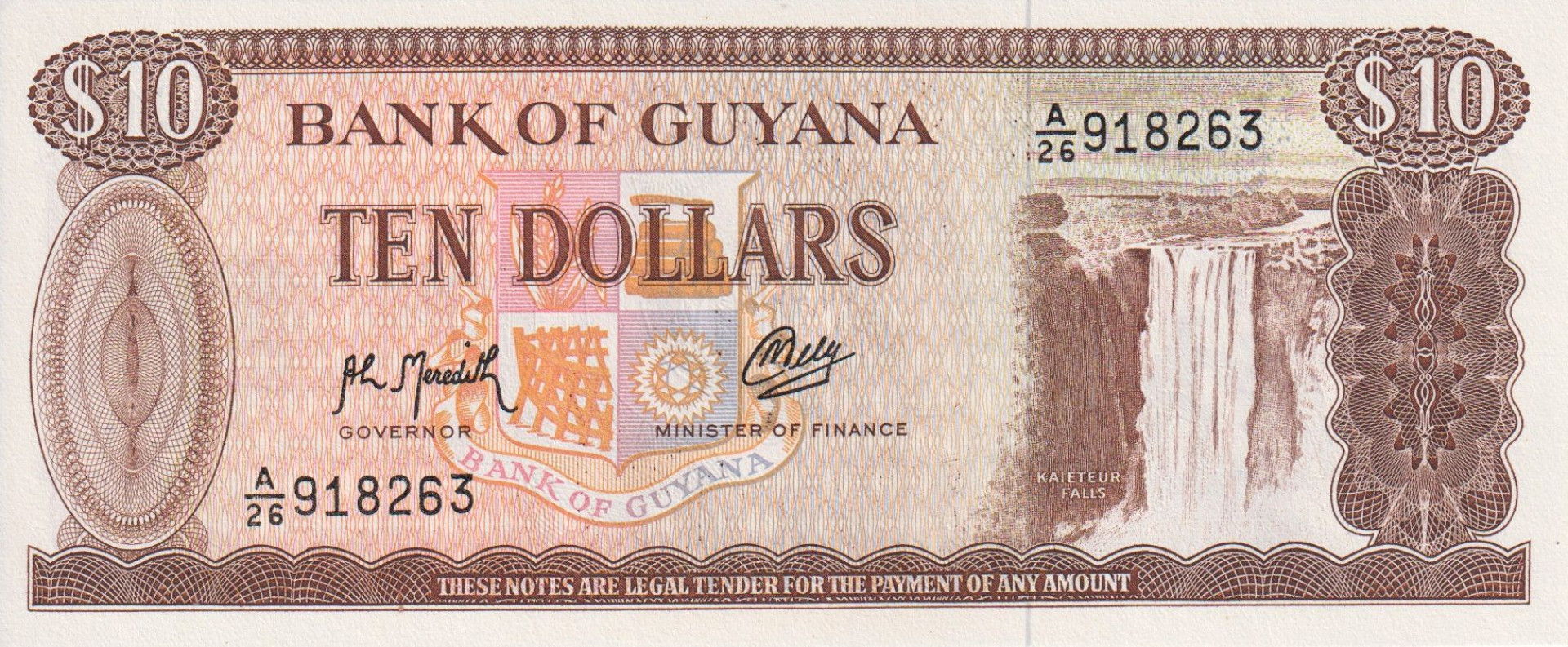 Guyana 10 dollár  1992.   P 23f