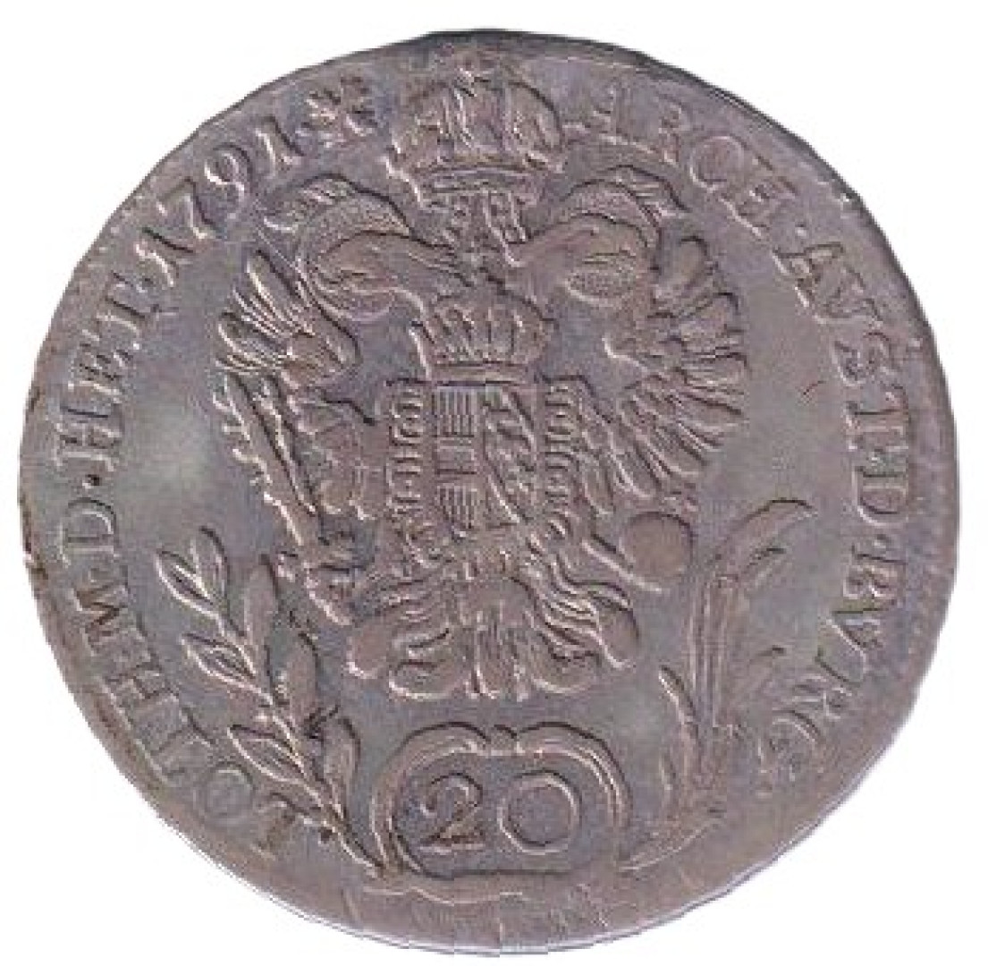 II. József 20 krajcár 1791.B Ezüst 583 6,68g 27mm