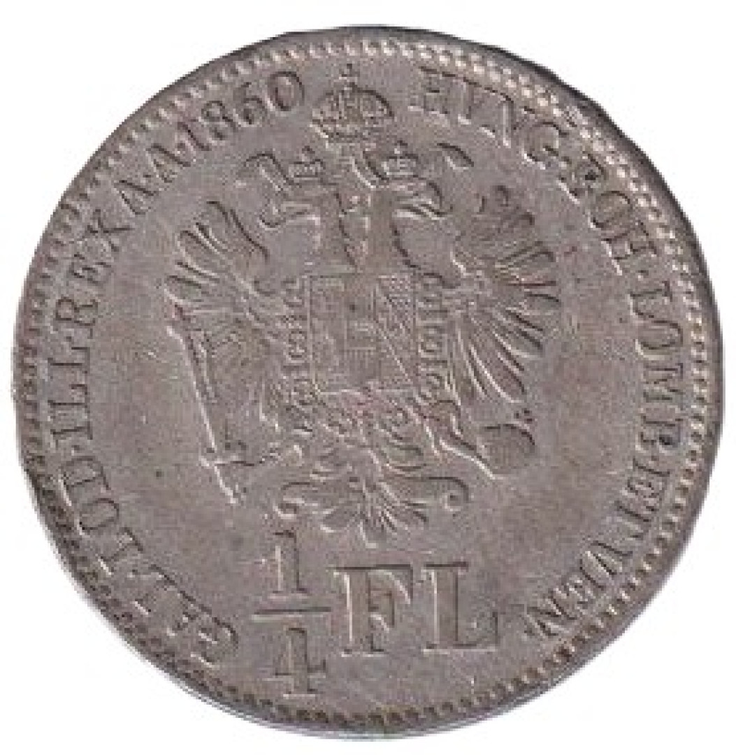Ferenc József 1/4 Florin 1860.B Ezüst 520  5,3g  23mm
