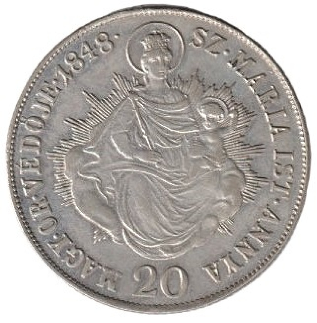 I. ferenc 20 krajcár 1848.KB Ezüst 583  6,6g  26,6mm