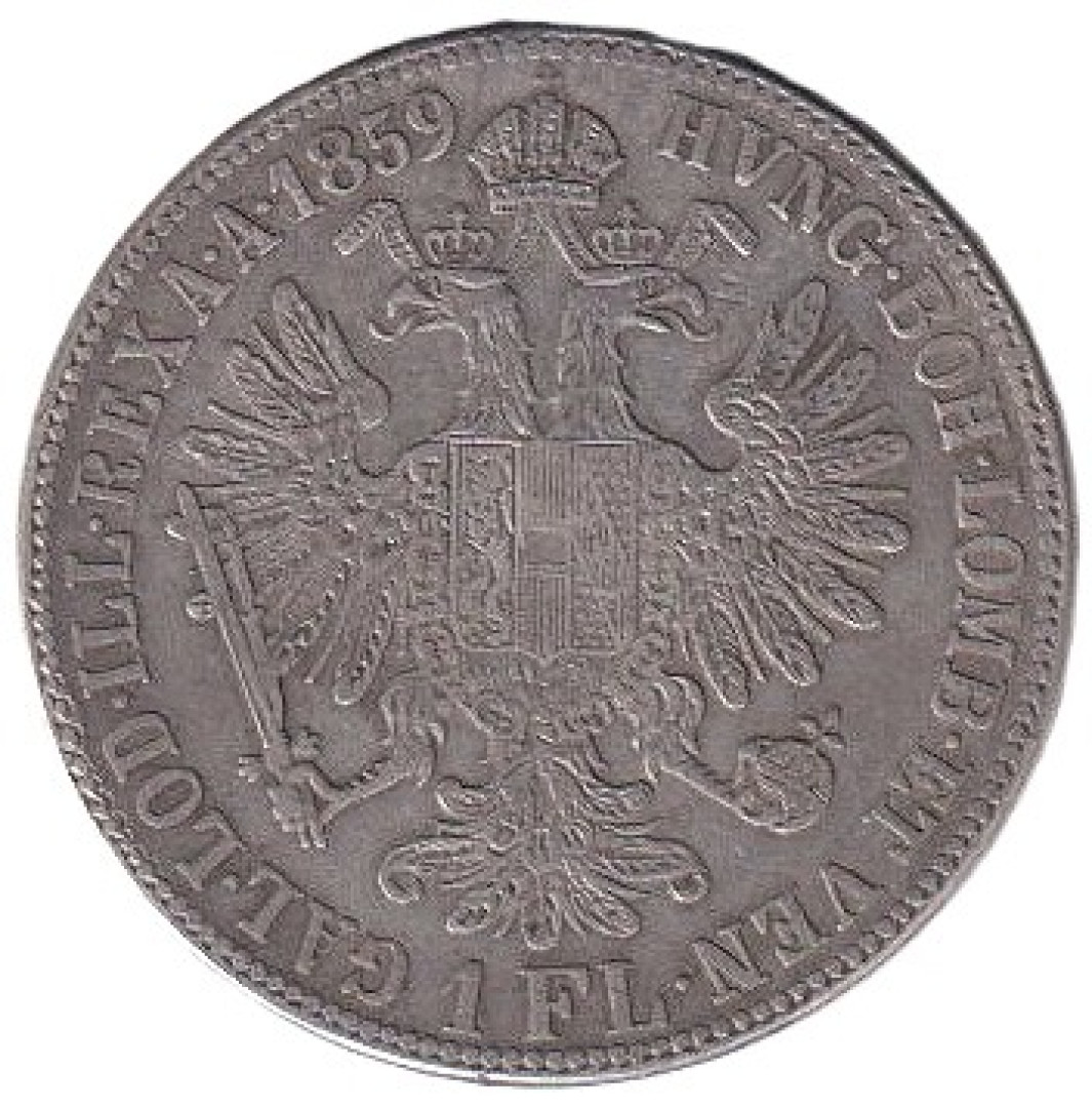 Ferenc József 1 Florin 1859.B Ezüst 900  12,34g  29mm