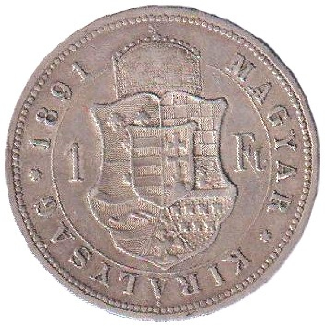 Ferenc József 1 Forint 1891.KB Fiume Ezüst 900 12,34g 29mm