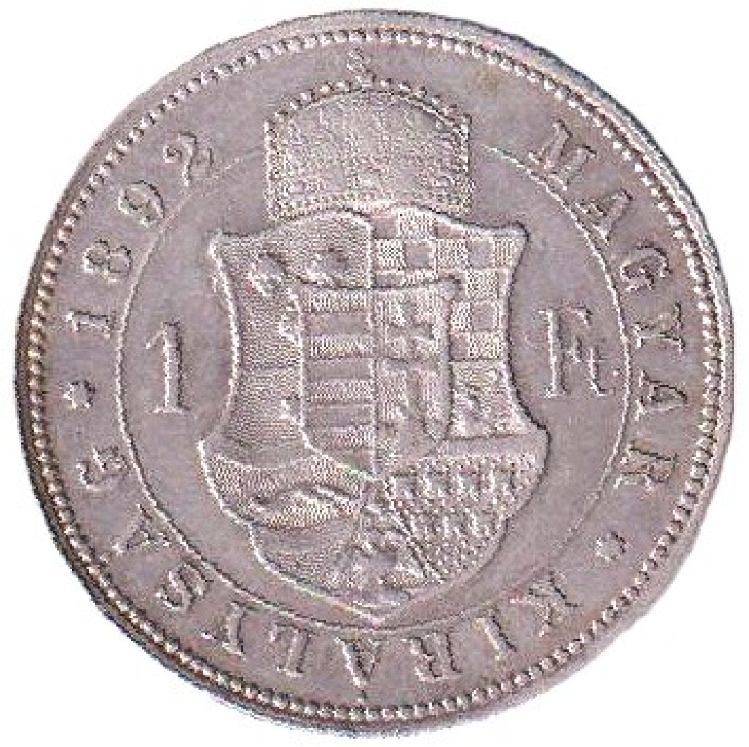 Ferenc József 1 Forint 1892.KB Fiume Ezüst 900 12,34g 29mm