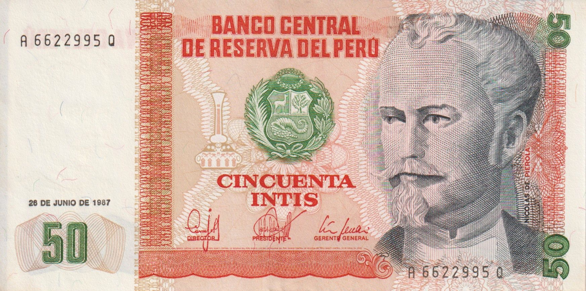 Peru 50 intis 1987. P 131b