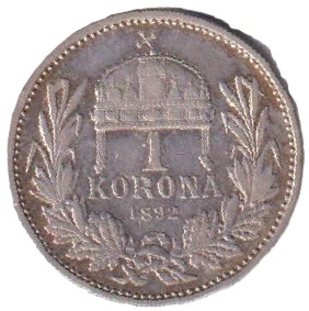 Ferenc József 1 korona 1892.KB Ezüst 835 5g 23mm