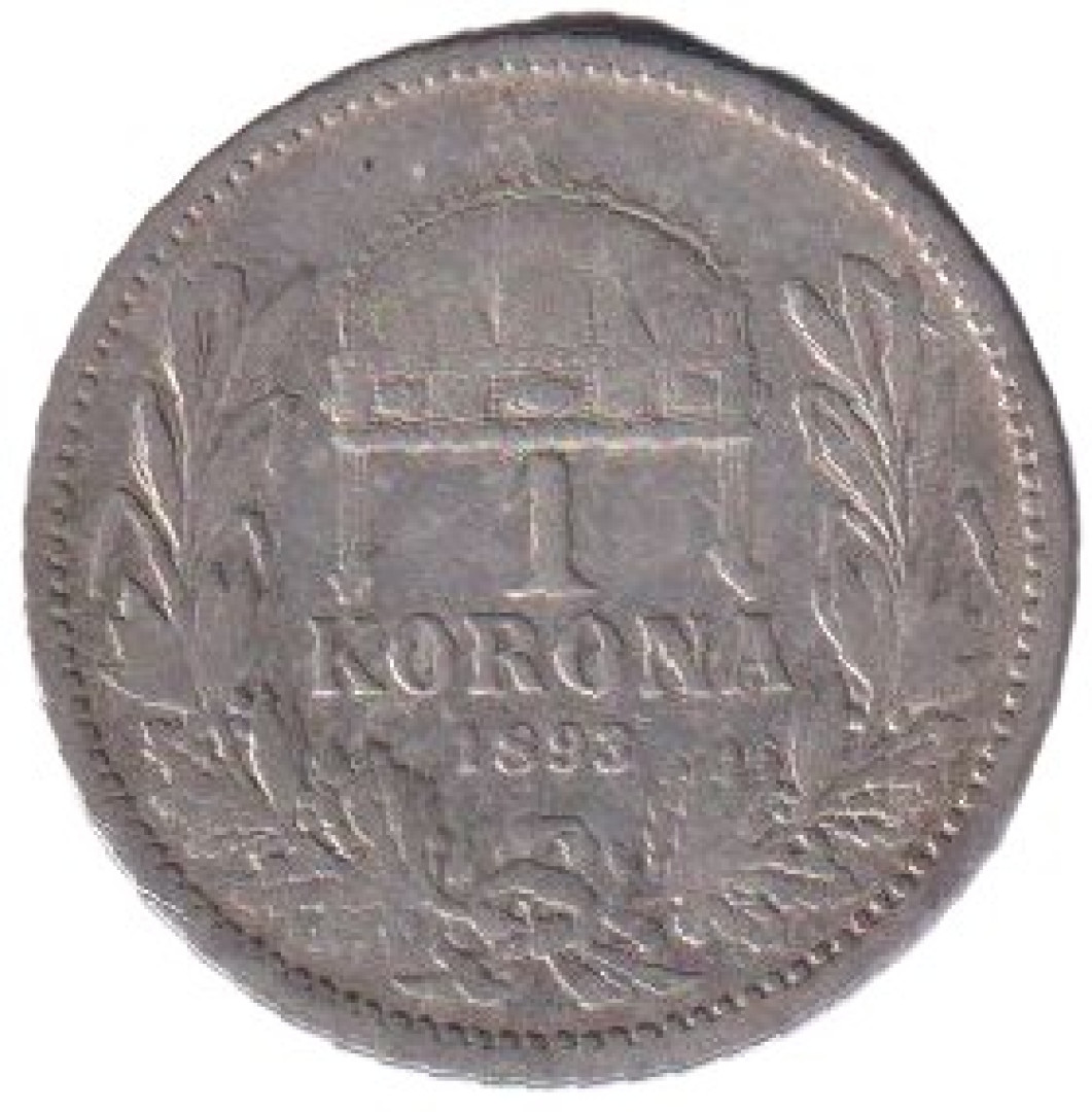 Ferenc József 1 korona 1893.KB Ezüst 835 5g 23mm