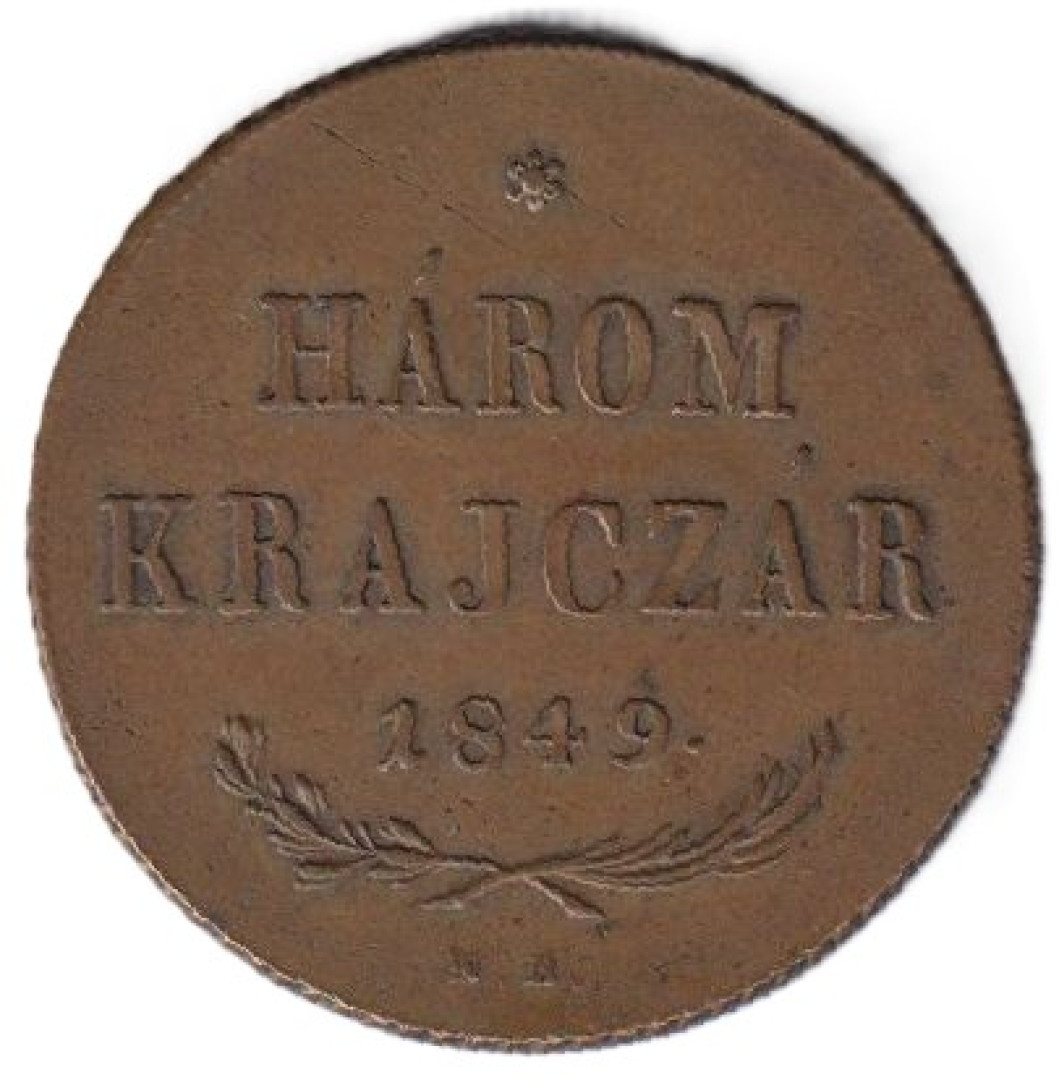Szabadságharc 3 krajcár 1849.NB Bronz