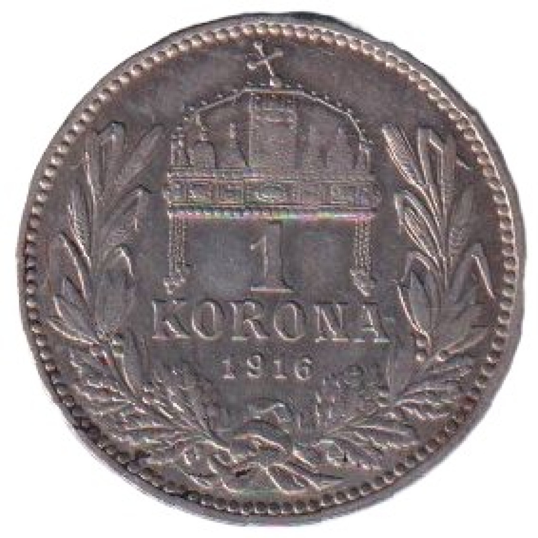Ferenc József 1 korona 1916.KB Ezüst 835 5g 23mm