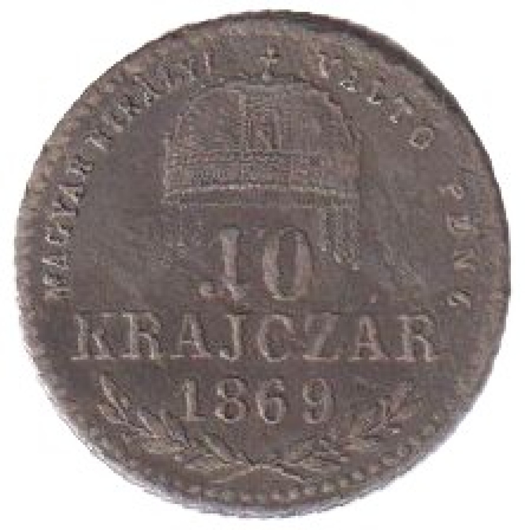 Ferenc József 10 krajcár 1869.KB Ezüst 400 1,66g 19mm