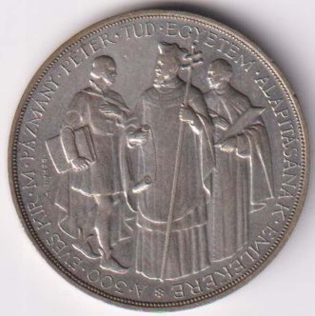 2 Pengő 1935. Pázmány Ezüst 640 10g 27mm