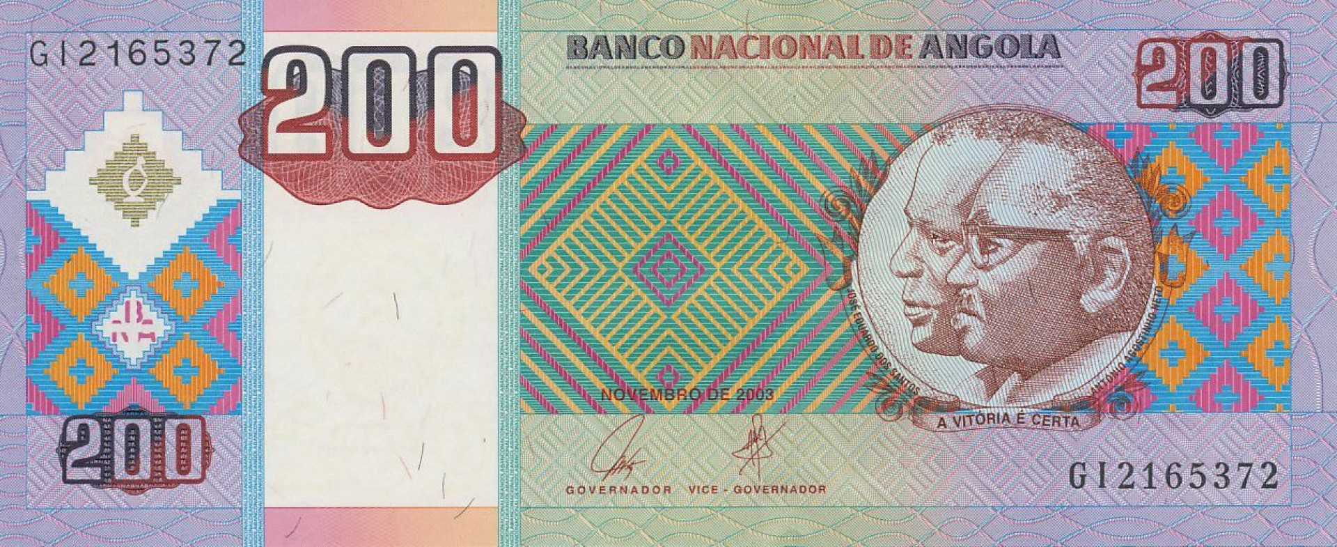 Angola 200 kwanzas 2003.    P 148a   (N)