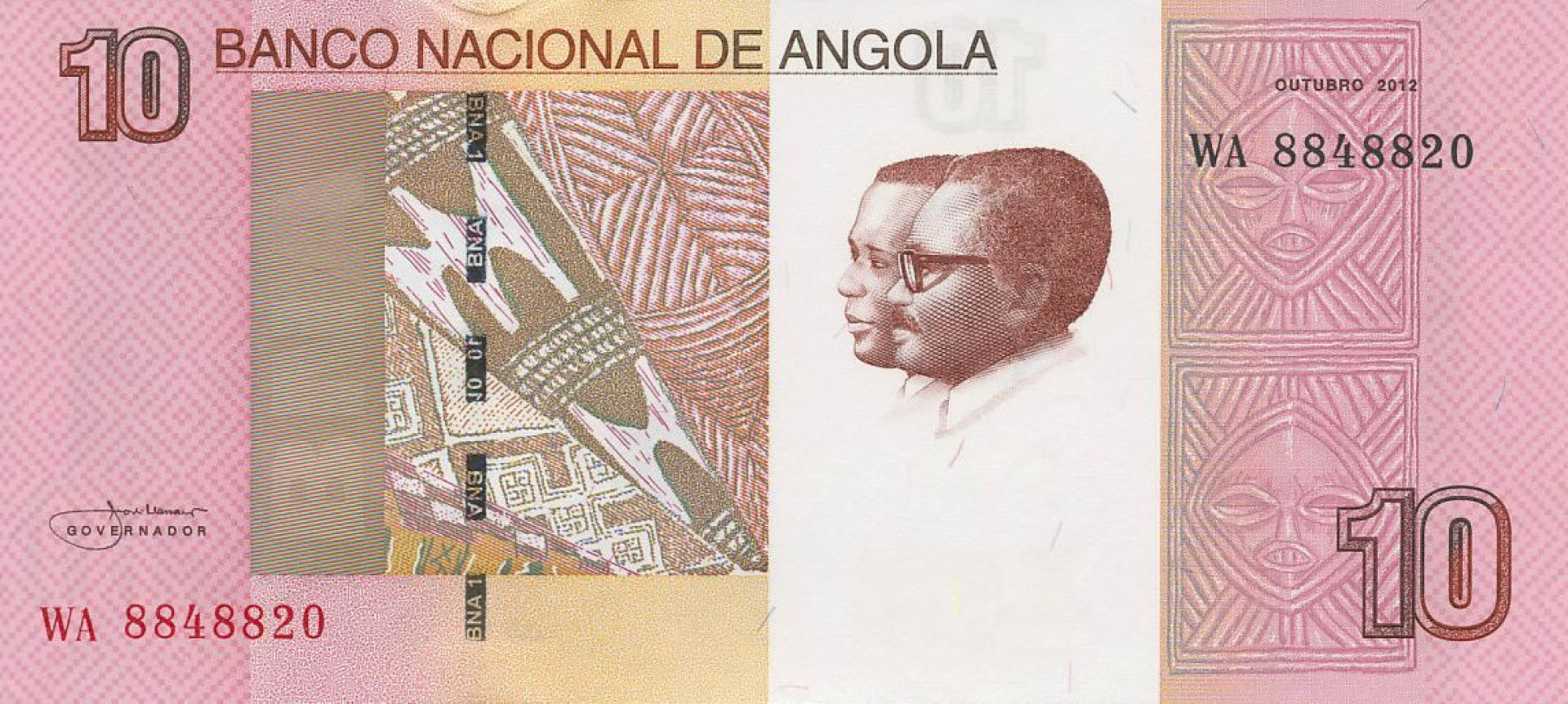 Angola 10 kwanzas 2012. P 151B (N)