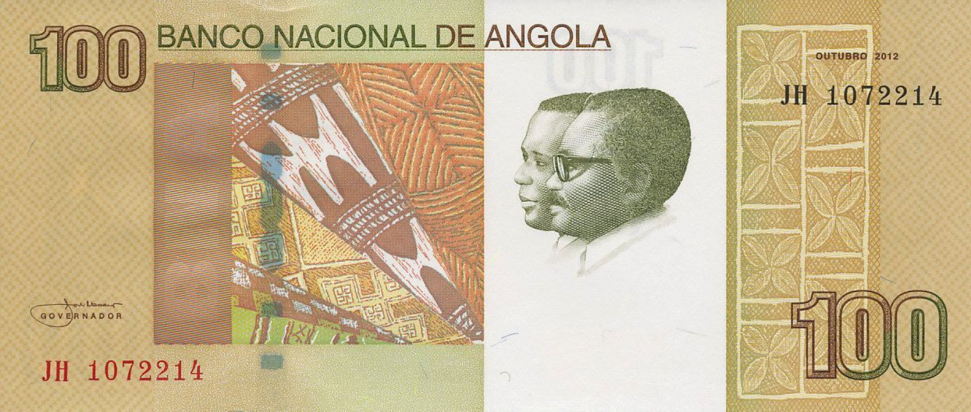 Angola 100 kwanzas 2012.    P 153   (N)