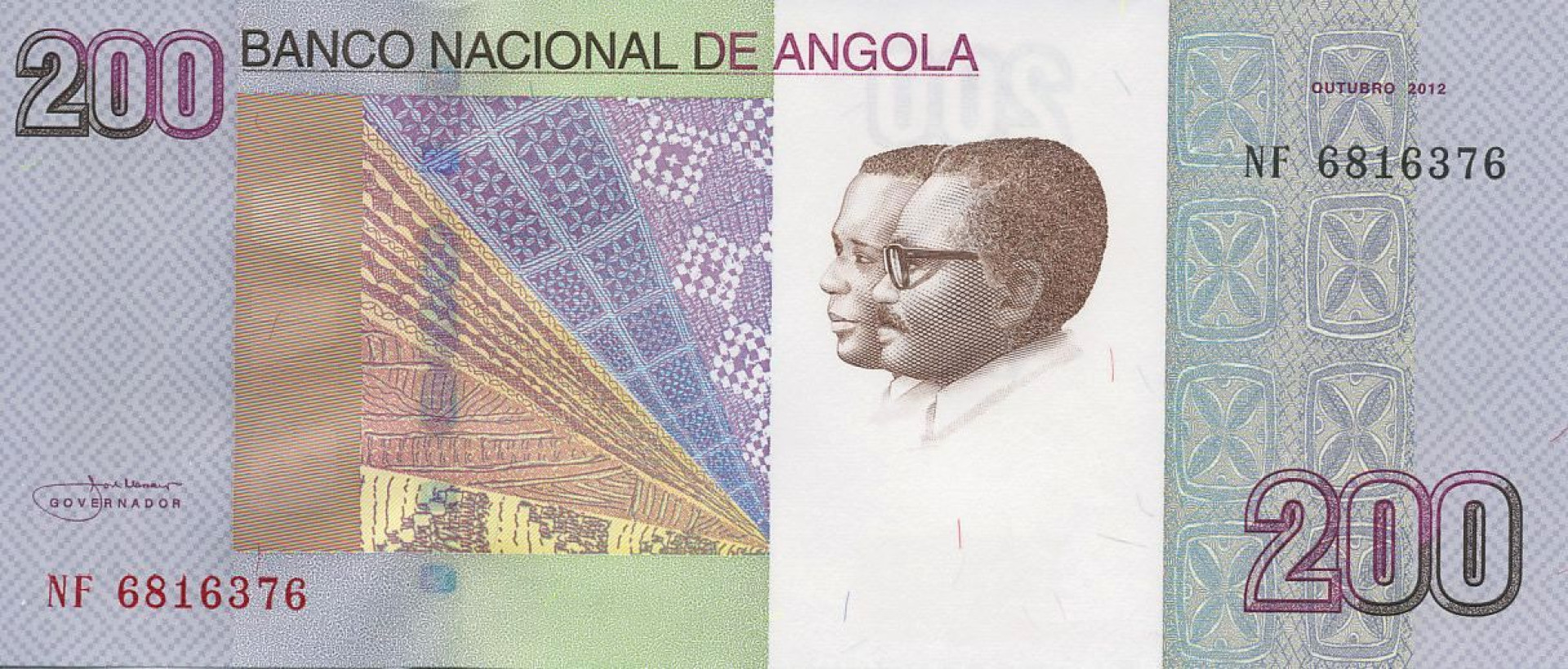 Angola 200 kwanzas 2012.    P 154   (N)