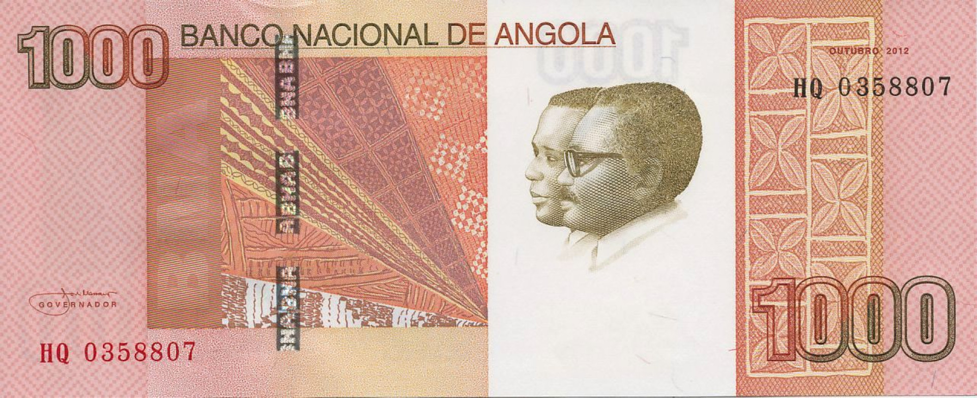 Angola 1000 kwanzas 2012.    P 156   (N)