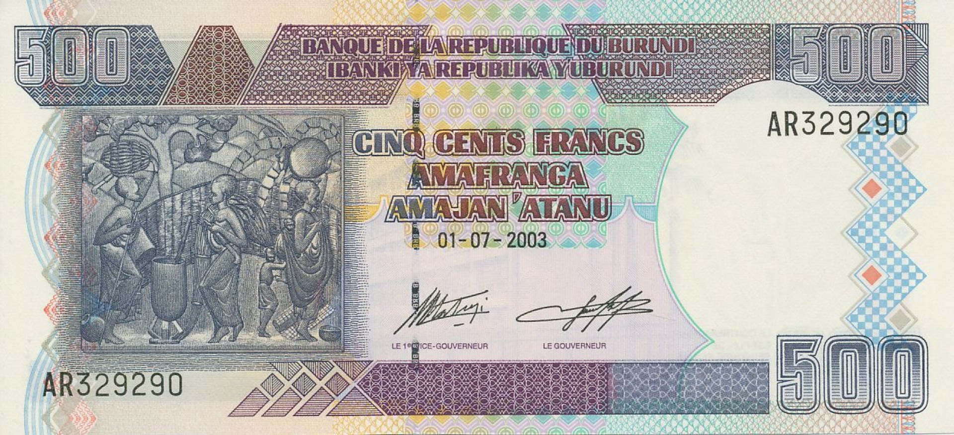Burundi 500 francs 2003. P 38c (N)