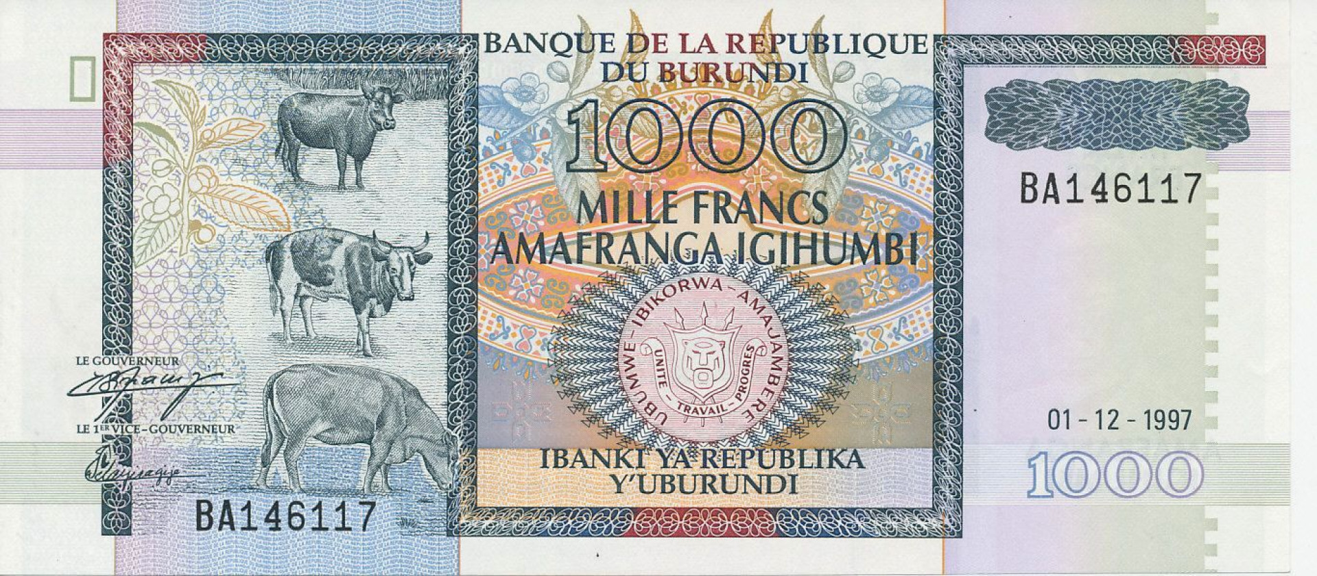 Burundi 1000 francs 1997. P 39b (N)
