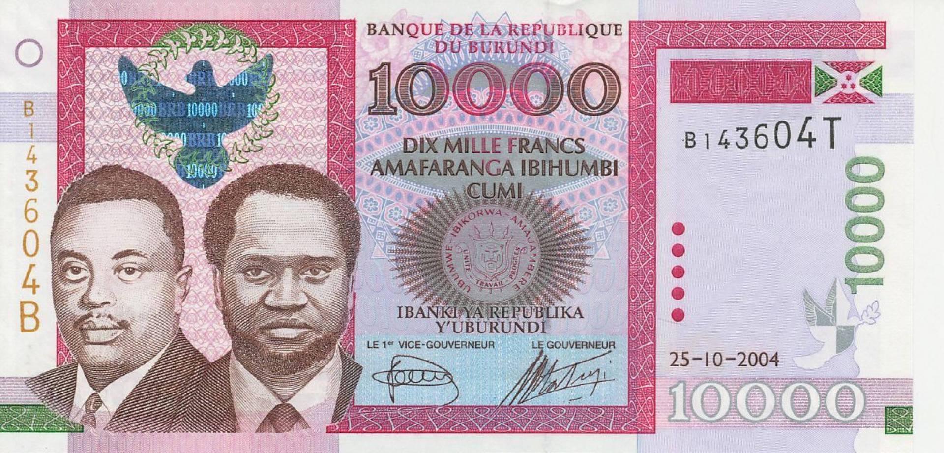 Burundi 10000 francs 2004. P 43a (N)